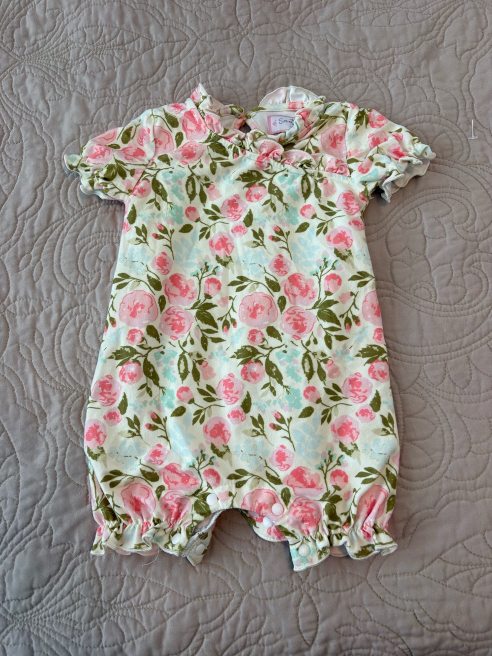 SweetHoney Floral Pink Green Baby One-Piece Bodysuit